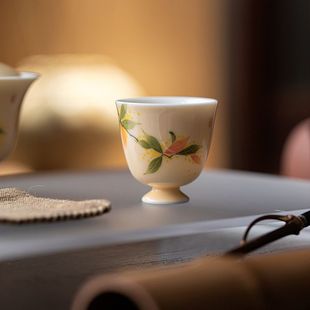 皓澜陶瓷手绘桂花小茶杯家用品茗杯个人茶杯单杯小品杯功夫茶具