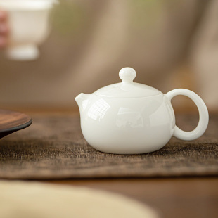 羊脂玉陶瓷泡茶壶功夫茶具家用复古西施壶带过滤冲茶器 皓澜庭中式