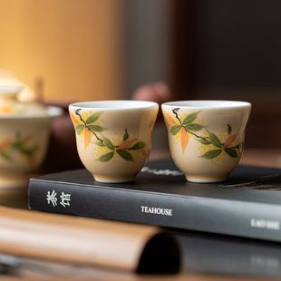 皓澜手绘桂花葫芦杯陶瓷家用茶杯主人杯功夫茶具品茗杯单杯茶盏