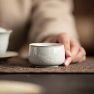 家用陶瓷品茗杯闻香杯功夫茶具主人杯 皓澜庭复古手工喝茶杯新中式