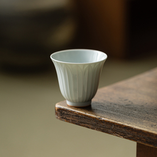 主人杯个人专用喝茶杯功夫茶具家用品茗杯 仿古胎陶瓷莲瓣中式