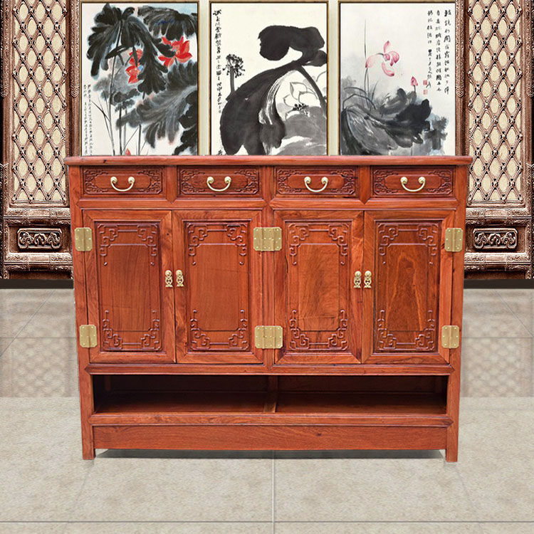 缅甸花梨木鞋柜 鞋架 门厅柜 简约中式红木鞋柜 实木储物柜收纳柜
