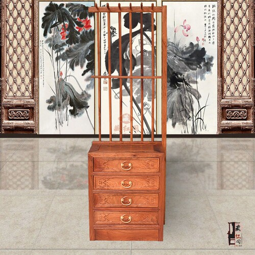 缅甸花梨木衣帽架多功能床头柜