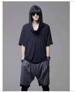 2018韩版新品潮男 宽松连帽短袖T恤衫纯色嘻哈简约非主流情侣大码
