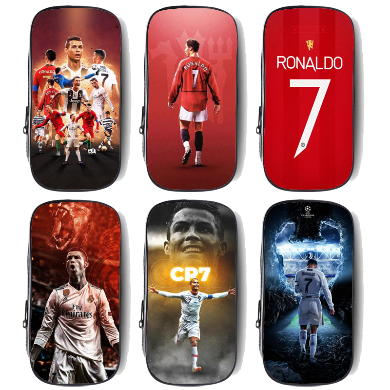 足球C罗大容量笔袋儿童帆布文具盒男孩定制高初中小学生布铅笔盒