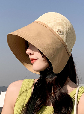 女夏季百搭日系韩版潮草编渔夫帽