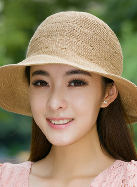 草帽韩国蝴蝶结棉麻春夏遮阳帽子