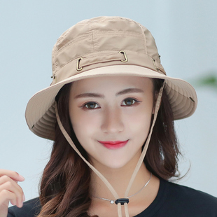 防晒帽子女士夏天户外登山帽可折叠遮阳帽青年韩版太阳帽渔夫帽女