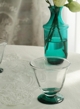 全新日本产绿色低足琉璃小酒杯清酒杯白酒杯烈酒杯饮料杯礼物清新