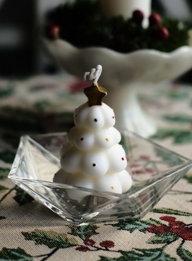 圣诞礼物圣诞树香薰蜡烛玻璃盘ins餐厅桌面摆件圣诞节礼品装饰品