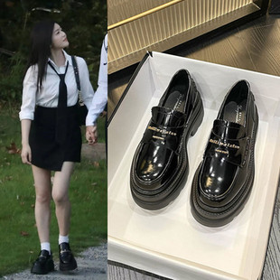 狙击蝴蝶岑矜陈妍希同款乐福鞋厚底小皮鞋增高一脚蹬女玛丽珍鞋子