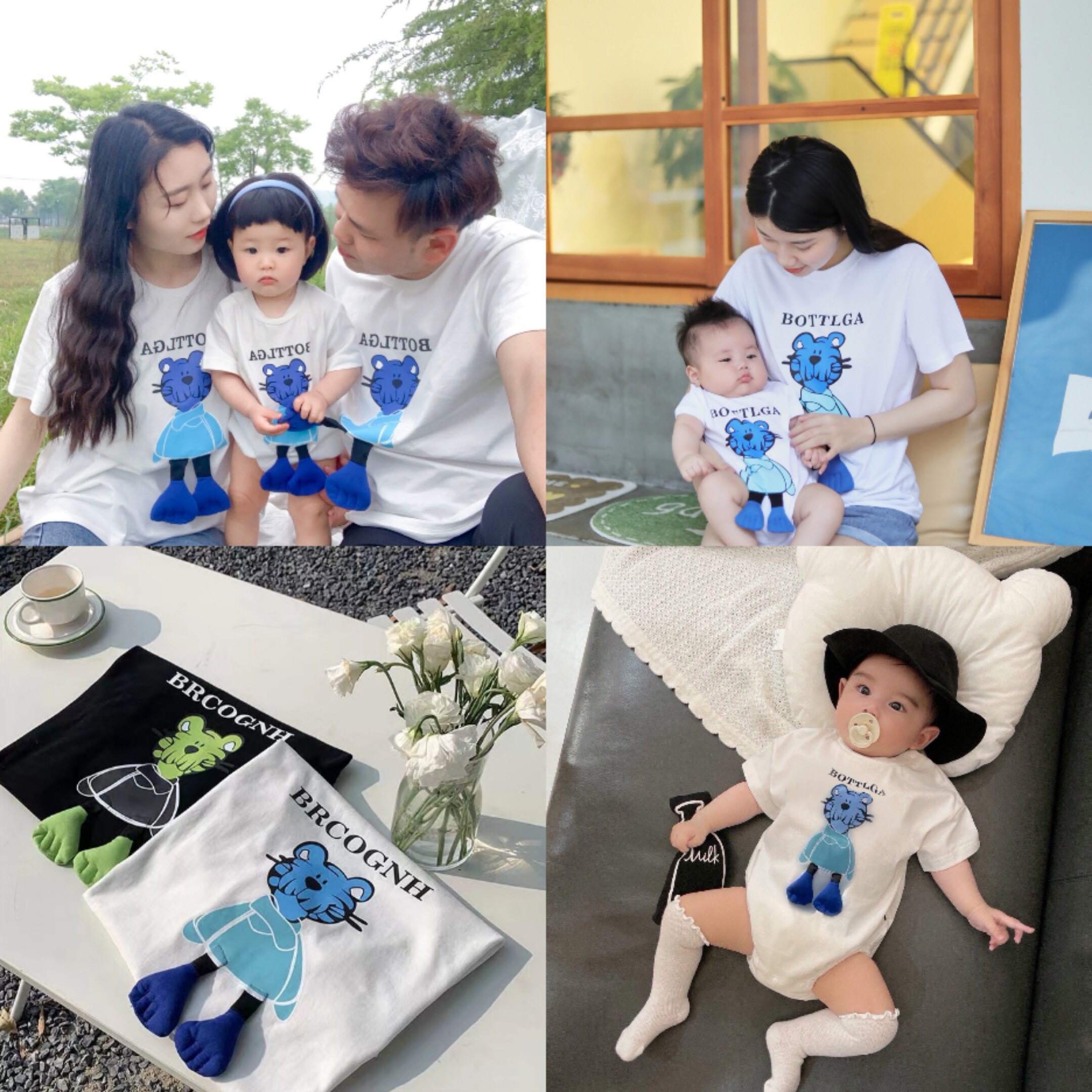 不一样的亲子装夏季一家三四口t恤婴儿连体衣卡通大码母女装韩版