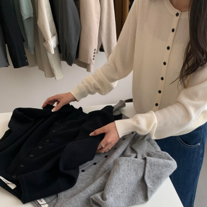 【France设计师】羊毛针织开衫女纯色毛衣外套针织衫打底衫上衣潮
