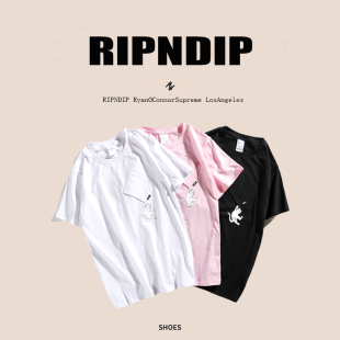 夏季 中指猫t恤 男女情侣上衣休闲百搭潮 贱猫Ripndip短袖 欧美正品