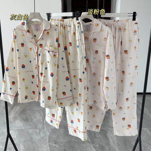gp原单米菲兔联名情侣款睡衣男女秋冬纯棉长袖长裤家居服套装宽松