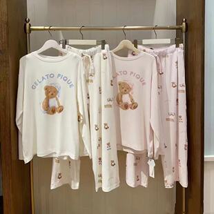 长裤 Gp春夏晚安小熊睡衣女套装 圆领可爱印花家居服宽松卡通长袖