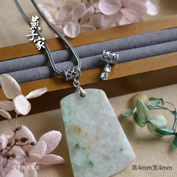 燕子家925银绳环夹扣带环扣头纯银对夹吊坠夹子复古高档银瓜子扣