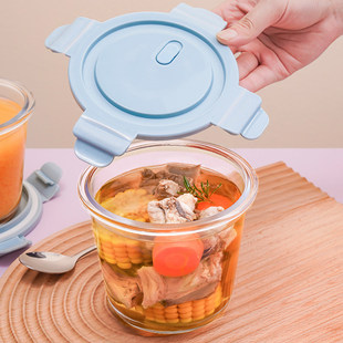德国乐扣Lock乐扣圆形汤碗饭盒便当玻璃碗带盖微波炉加热专用带饭