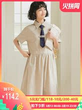 森女系港风小个子polo女夏连衣裙1