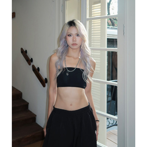 欧美性感无肩带抹胸女爵士舞