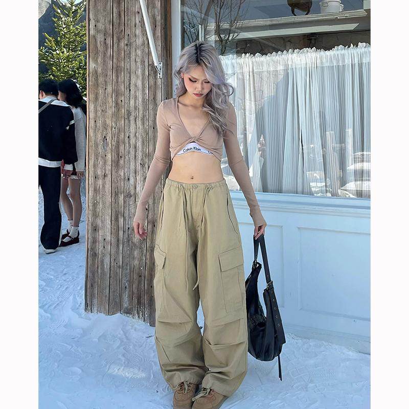 跳舞美拉德风工装腿脚伞裤