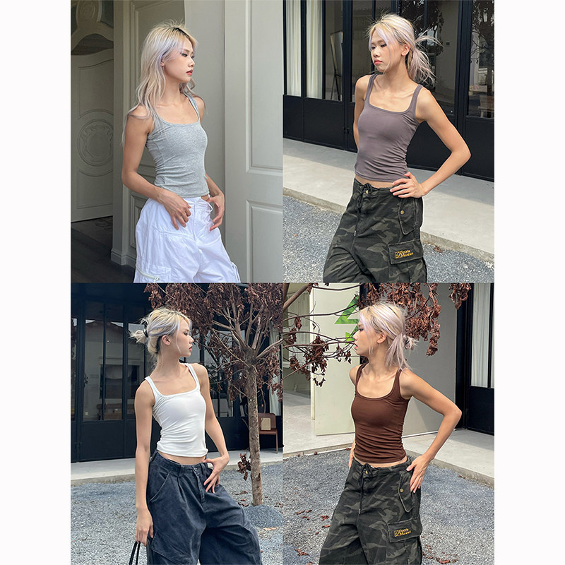 修身显瘦百搭纯色上衣宽肩辣妹