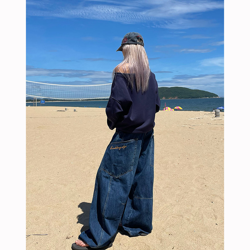 美式复古弯刀休闲街头大口袋阔腿