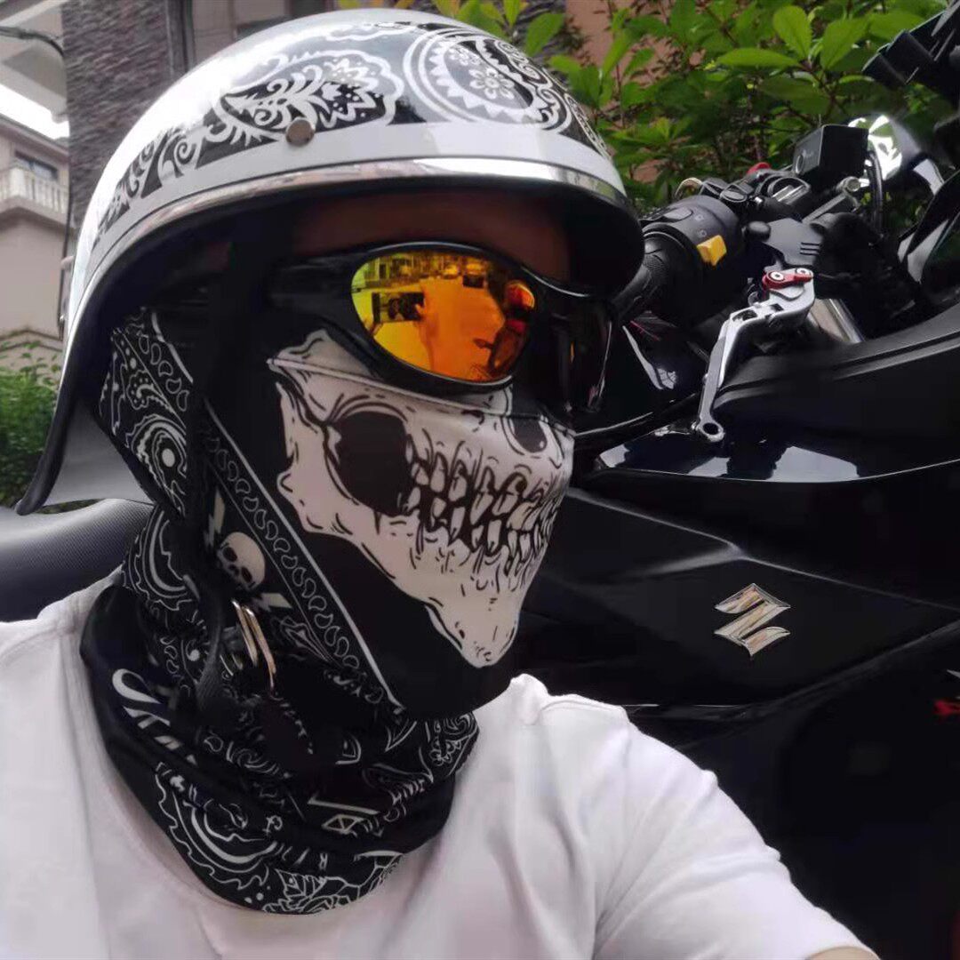 户外摩托车骑行运动冰丝防晒面罩3D魔术头巾围脖套透气骷髅面巾夏
