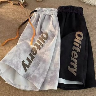 子男青少年潮牌五分脏脏裤 美式 宽松直筒运动休闲裤 男夏季 扎染短裤