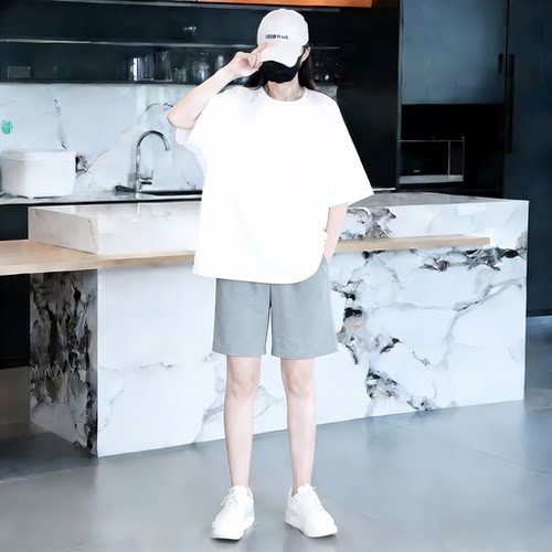 简约纯色运动套装男2026新款夏季
