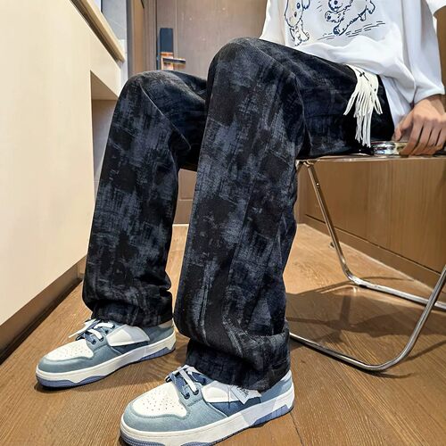 男士扎染裤子美式宽松潮牌休闲裤