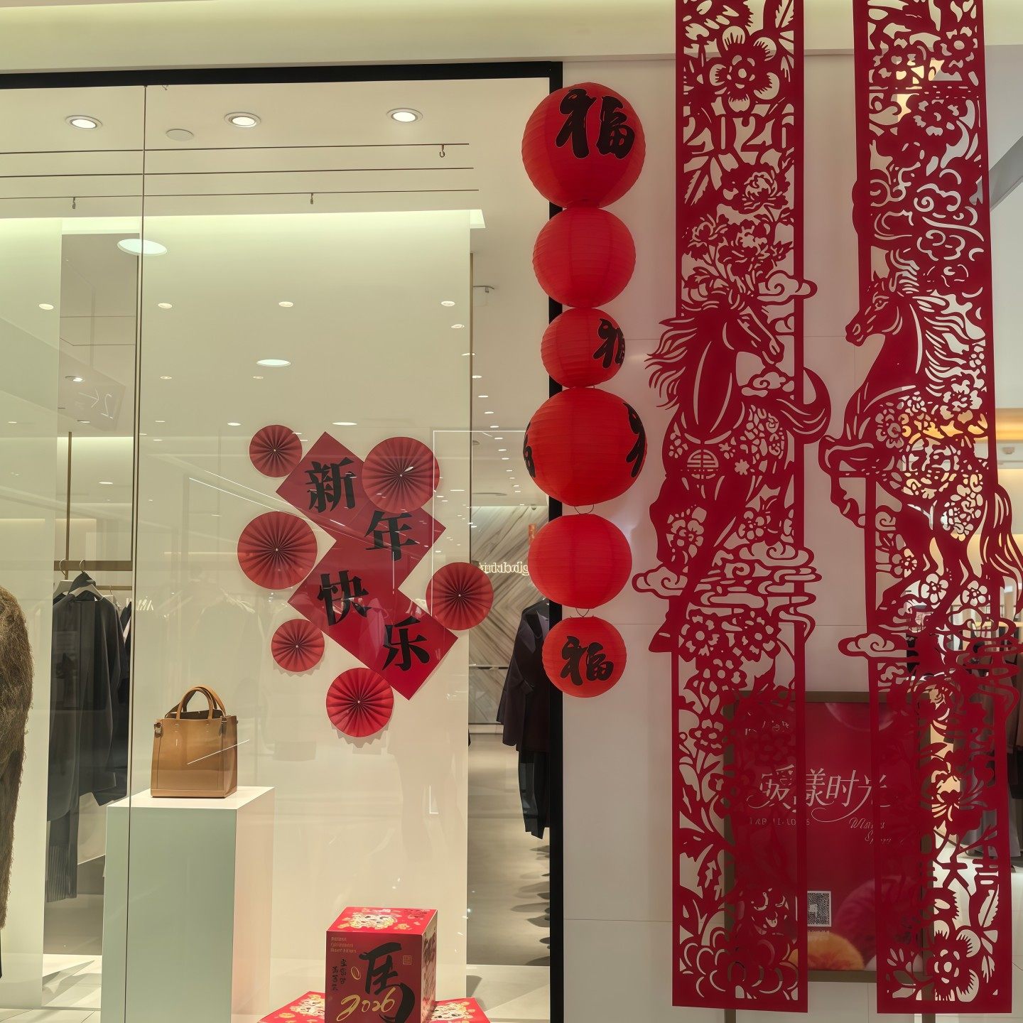 新年服装店铺橱窗马年剪纸条幅门头装饰创意背景布置拍照氛围道具,节庆用品/礼品,装扮布置套餐,淘宝优惠券,粉丝福利购,淘宝优惠卷