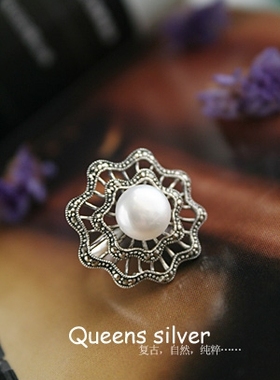 纯银天然14号珍珠戒指