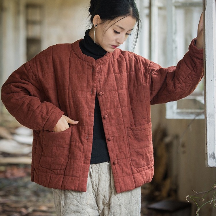 本命年新型小棉袄棉服高级时尚洋气时髦轻薄款女薄棉短款红色外套