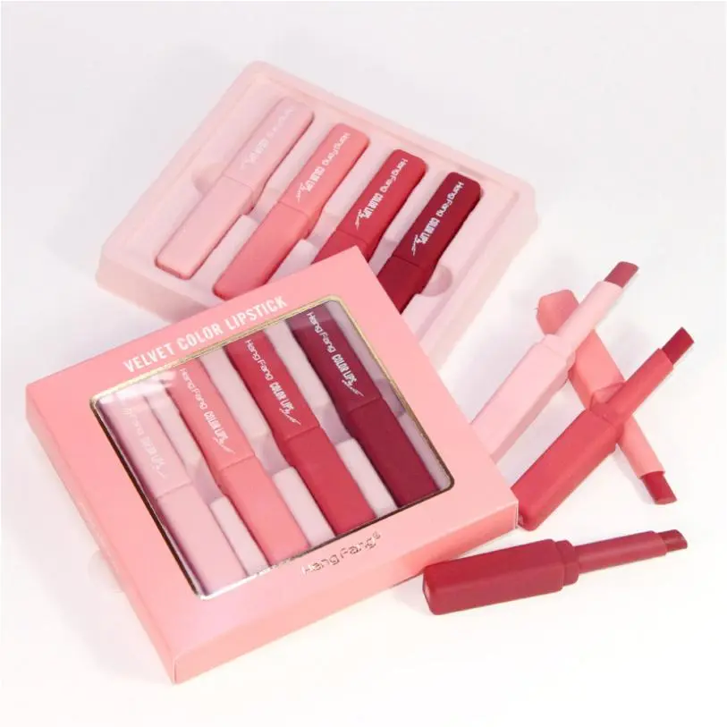 恒芳绒情丝绒暮光口红4支装套盒奶茶色网红色遮盖唇色淡妆送闺蜜