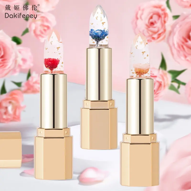 戴姬佛伦花瓣果冻变色口红金箔