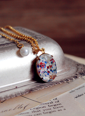 梵高｜西德vintage古董马赛克银箔手工宝石项链