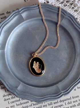 Dark Knight｜西德vintage古董椭圆描金镶嵌手工项链