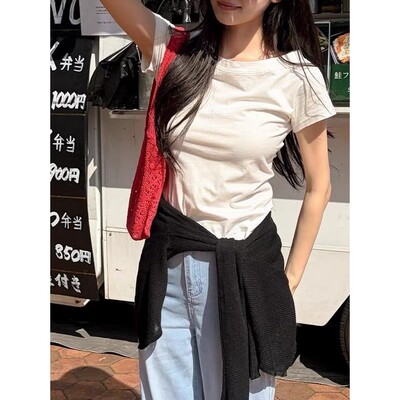 包邮 首尔印象韩代 26ss 基础款纯色圆领显瘦短袖T恤上衣女棉质