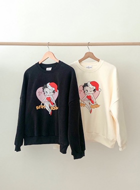 直邮 25fw 首尔印象韩代 Lvc卡通少女圆领宽松套头卫衣女秋冬新款