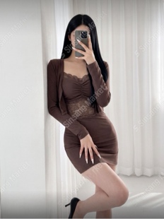 韩国东大门代购纯欲蕾丝连衣裙套装女 抹胸包臀短裙开衫两件套