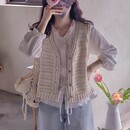 韩式 26ss 日常通勤镂空花纹单穿常规针织马甲 首尔印象韩代 直邮