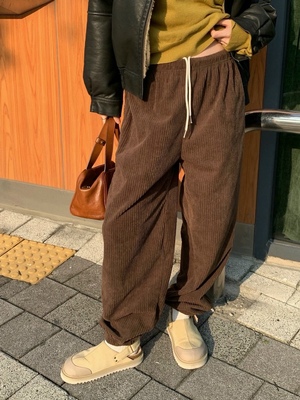 直邮 wearraw 25fw 韩国东大门抽绳松紧腰收脚卫裤宽松休闲裤女