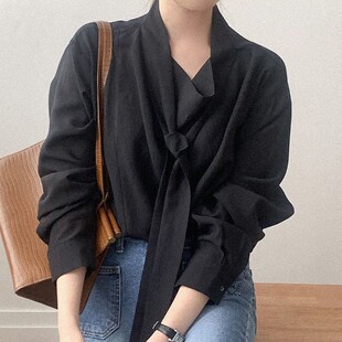 衬衫 直邮 通勤风气质垂领飘带长袖 26ss 女 首尔印象韩代