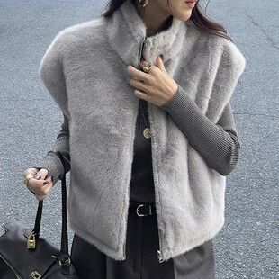 包邮 东大门代购正反两穿压纹毛毛棉衣马甲女 首尔印象秋冬新款