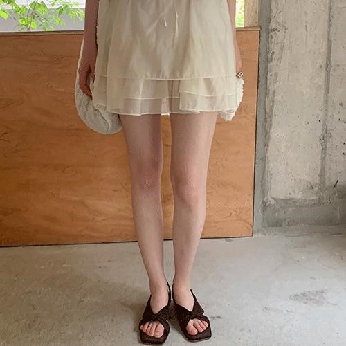 直邮 首尔印象韩代 FORME温柔多层荷叶边系带半身短裙25夏季新款