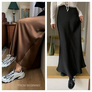 首尔印象韩代 东大门 23初秋  beginning优雅女人味缎面半身长裙