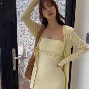 直邮 首尔印象韩代25初夏新款 nbrown紧身弹力吊带连衣裙开衫套装