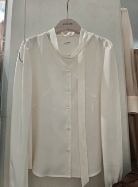 首尔印象韩代 26fw gunnygirls法式气质飘带设计V领长袖衬衫女