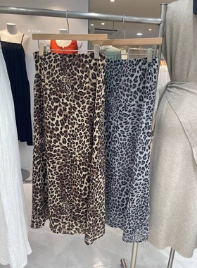 直邮 首尔印象韩代 25fw CELLONA 复古高腰豹纹显瘦过膝半身长裙